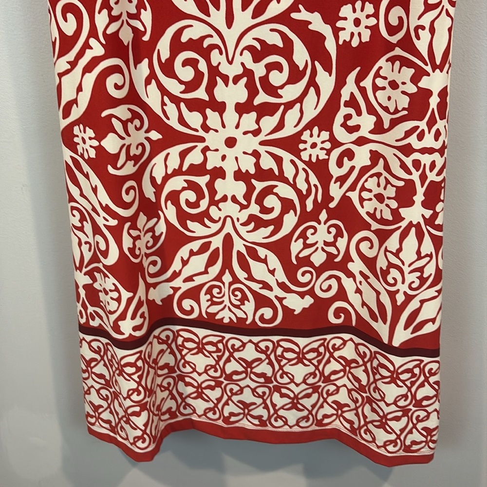NWT Vince Camuto Easy Breezy Haute Red Ikat Stretch Knit Resortwear Mini Dress - Picture 4 of 8